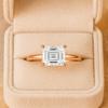 Emerald Cut Moissanite Engagement Ring, Rose Gold Plated Silver, Single Gemstone Jewelry, Birthday Gift For Her