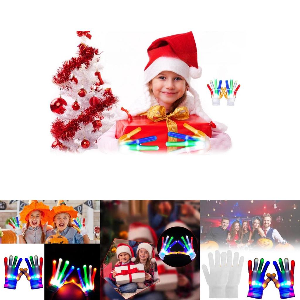 Яркие разноцветные светодиодные вязаные перчатки, идеально подходящие для Хэллоуина и вечеринок