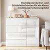 5-Drawer Storage Sideboard, Adjustable Shelf, Soft-Close Door, High-Gloss White