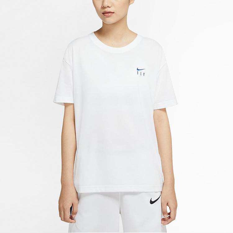 Nike Футболка Dri-FIT Basketball Graphic Print Crew Neck с круглым вырезом для женщин, топы белого цвета CV0951-100