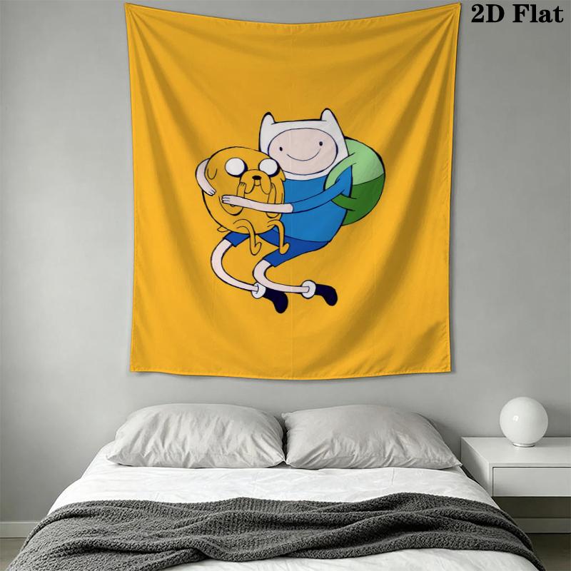Adventure Time anime Wall Tapestry Aesthetic Wall Hanging Printed Fabric Blanket Decorative Tapestries for Bedroom Living Room Home Decor