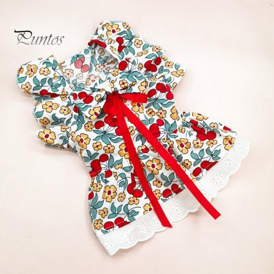 1 комплект, платье для домашних животных, платье принцессы с цветочным принтом для собак, комплект с головным убором, летнее платье с рюшами и рукавами для кошек, товары для домашних животных