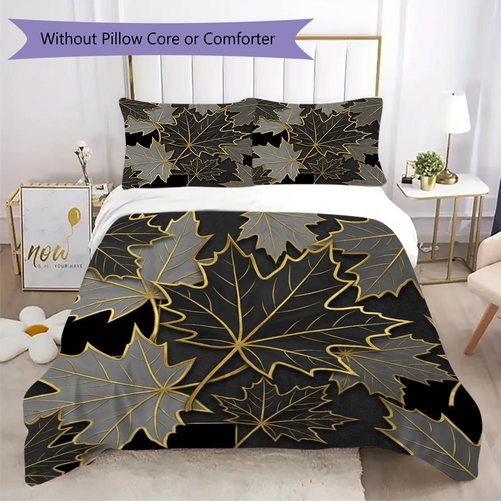 Leaf Pattern Bedding uilt Set uilt Cover Pillowcase Home Decoration Birthday Gift (1 * duvet cover + 2 * pillowcase without core)62