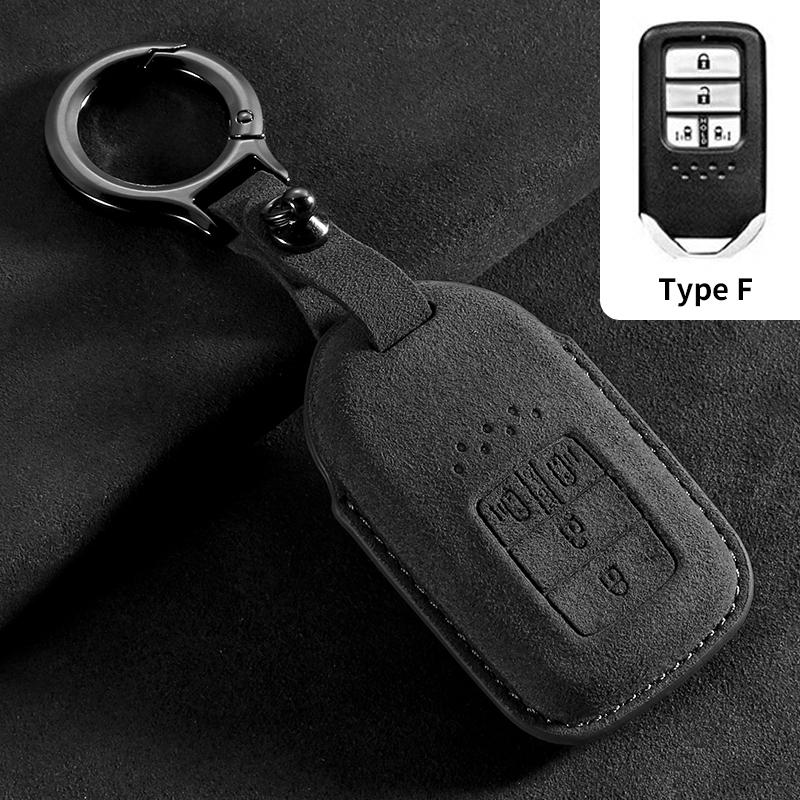 Interior Mouldings Car Remote Key Case Cover For Honda HRV XRV URV Vezel City Civic Jazz BRV BR-V Accord  4 Buttons Suede Keycha