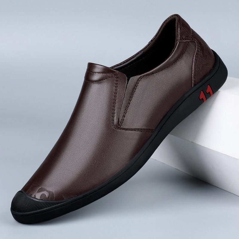 Мужские универсальные повседневные туфли из коровьей кожи первого слоя, новые брендовые модные дышащие удобные мокасины, элегантные деловые туфли на низком каблуке