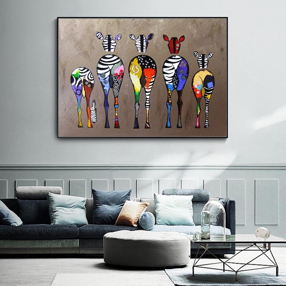 Стена с Цветными Животными, Современный Дом, Гостиная, Декоративное Искусство, Декоративная Живопись