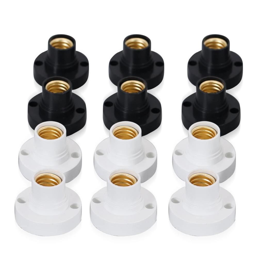 10PCS E14 Black white 6A 220V Conversion Flat Lamp Holder Lamp Switch Environmental Protection Screw Small Screw Home Decoration