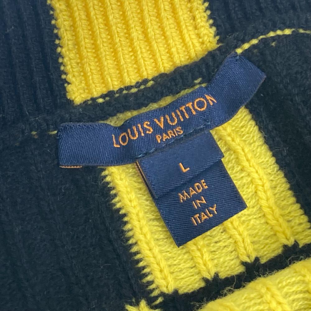 Louis Vuitton apparel checkerboard knit Long sleeve sweater Yellow x Black