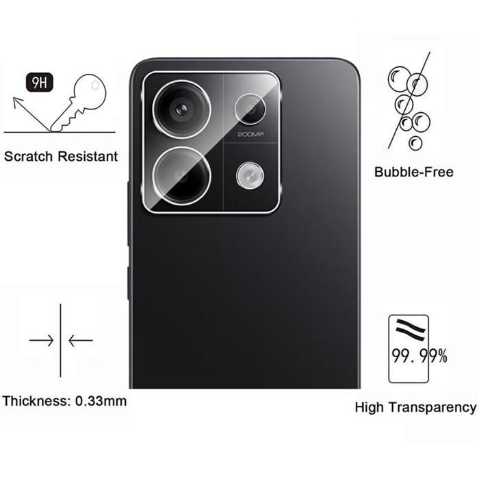 Protection Caméra pour Xiaomi Redmi Note 13 PRO 5G [Lot de 2] Verre Trempé Appareil Photo Arrière Film Protection Phonillico®