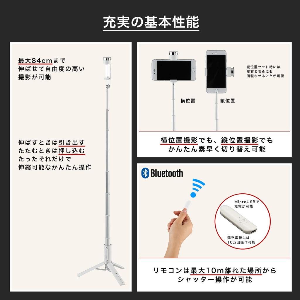 Velbon Tripod Coleman Selfie Multi Stand White Wireless Remote Control Included with Camera Screw Compatible with iPhone Android iPhone 302625 Selfie