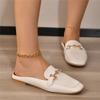 Summer Flat Mules 2024 Casual Slippers Women Solid Color Ladies Shoes Square Toe Slipper Shallow Slides Outdoor Pantuflas Mujer