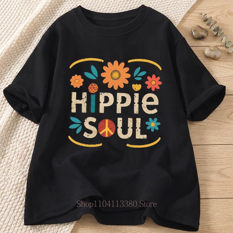 Hippie Soul Graphic Print Tshirts Women Unisex Summer Casual Fashion Streetwear Tops Oversize ONeck Short Sleeve Tshirts