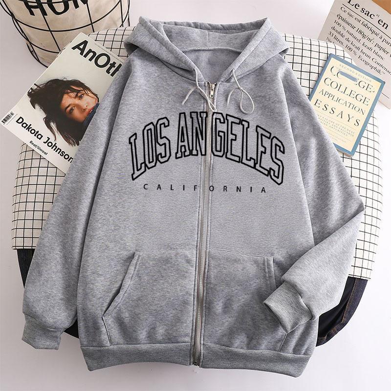 New zipper hooded sweater European and American Los Angeles california sweater spring and autumn coat top