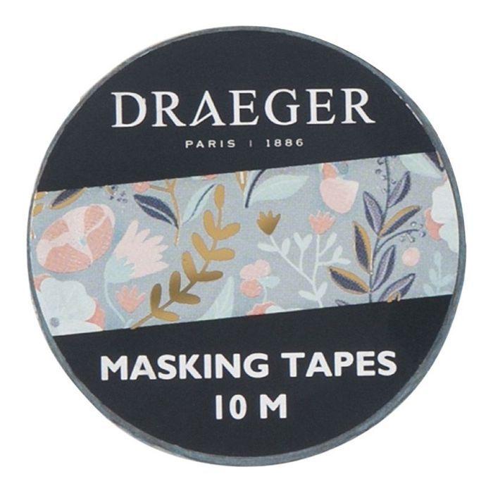 Masking Tape - Draeger Paris - Flowers - 10 M - Blue, Pink, Gold