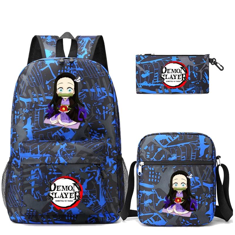 3 шт./компл. рюкзак «Убийца Демонов» в стиле аниме с сумкой на плечо, пенал для мальчиков и девочек, школьная сумка для книг, мужская и женская дорожная сумка
