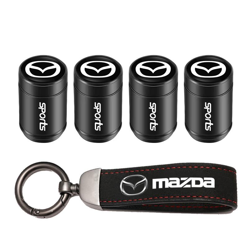 Car Tire Wheel Valve Caps Cover Suede Car Key Chain Ring Keychain For Mazda 2 3 5 6 7 323 626 RX7 RX8 MX3 MX5 Axela Atenza CX3 k2