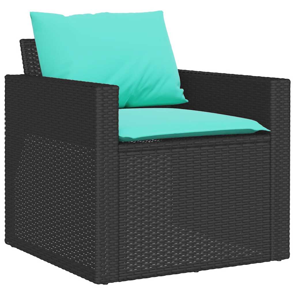 4 Piece Outdoor Sofa Set with Cushions Black Poly Rattan