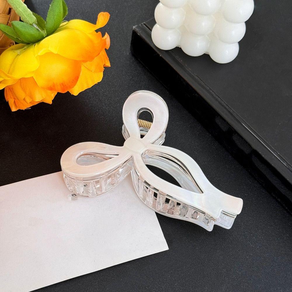 Colorful Acetate Grab Clip Korean Style Large Shark Clip Elegant Bow Hair Claw  Ladies