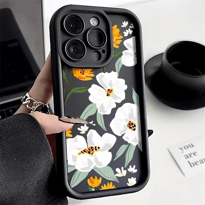 Ретро ромашки Силиконовый чехол для телефона Для iphone17 16pro 15pro 14 13 12 11 12pro 13pro max 14plus Защитный чехол от падения
