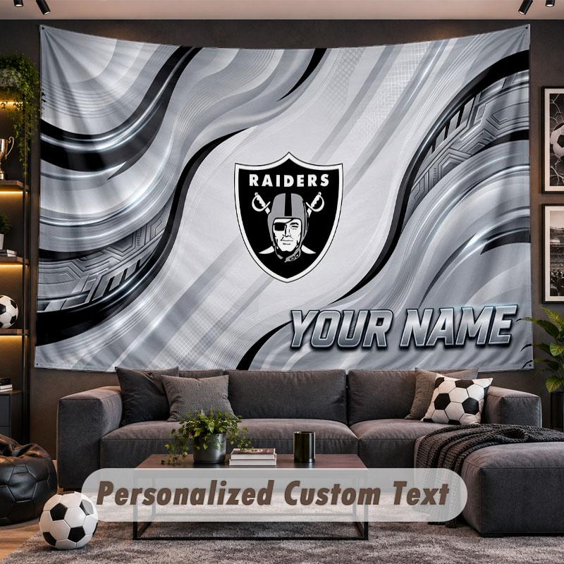 Wall Hanging Tapestry Custom NameLas Vegas Raiders Pattern Personalized Printed Fabric Wall Decor