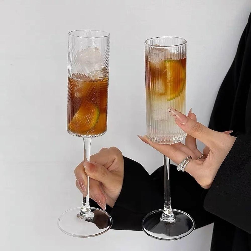 Striped Wine Cup Transparent Champagne Cup Drinkware Cocktail Champagne Cup Drink