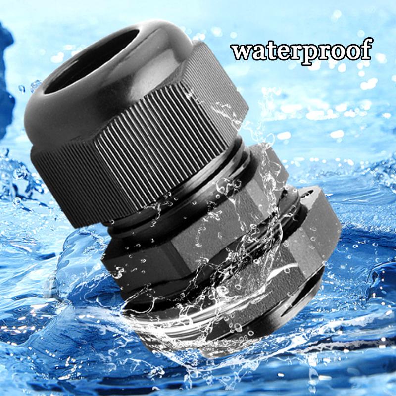10Pcs Waterproof Cable Gland Cable Entry IP68 PG9 Black Nylon Plastic Connector