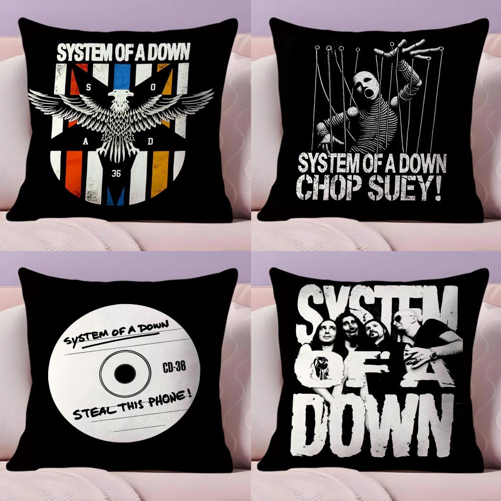 Горячая Рок-группа S-System Of A Down Наволочка Плюшевая Ткань Мягкая Двусторонняя Печать Чехол для Подушки Дивана Стойкость Цвета Домашний Декор