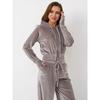 Womens Casual 2-Piece Set Solid Color Zip-Up Hoodie Fleece Pants Streetwear