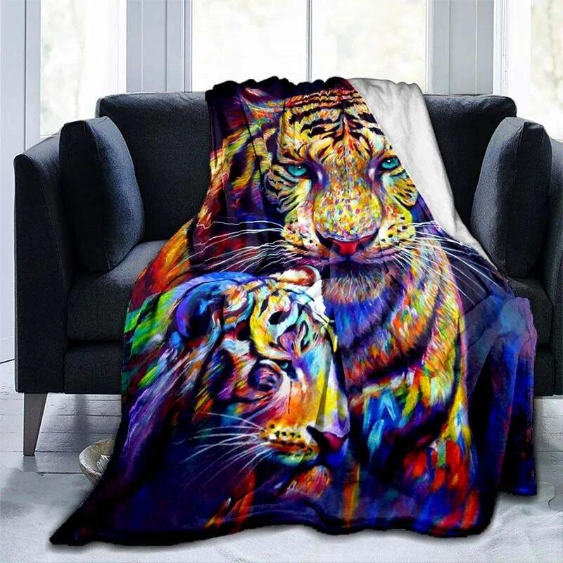 Фланелевое одеяло с рисунком тигра и животного, покрывало для дивана, мягкое теплое одеяло для взрослых, дорожное одеяло, охлаждающее одеяло