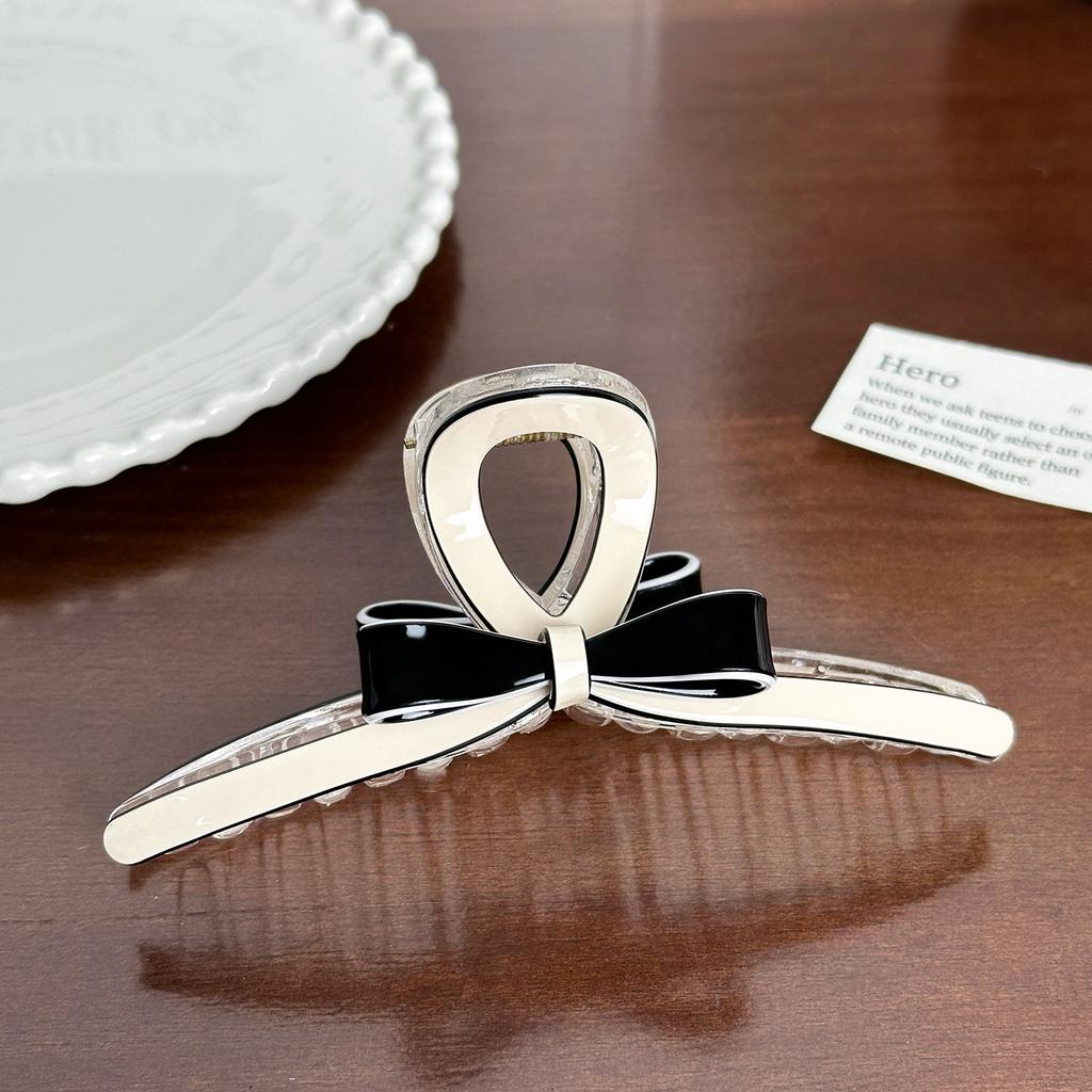 Новый Креативный Дизайн Геометрический Черно-Белый Цвет Бант Полый Зажим для Волос Ретро Ацетат Высокий Хвост Зажим-Акула