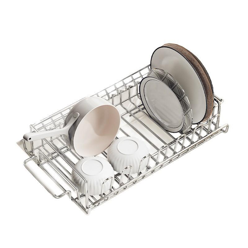 304 Stainless Steel Adjustable Sink Rack Kitchen Expandable Dish Drying Shelf With Cutlery Plate Holder