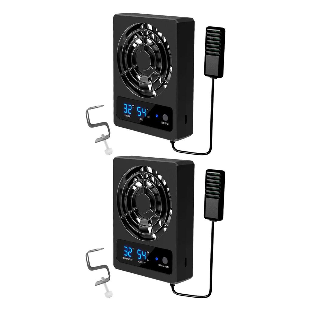 Reptile Fan with Powerful Dehumidifier with Installation Clamp, Versatile And Quiet Humidity Gauge for Geckos