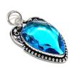 Natural London Blue Topaz Gemstone 925 Sterling Silver Pendant 2.40" C1p12