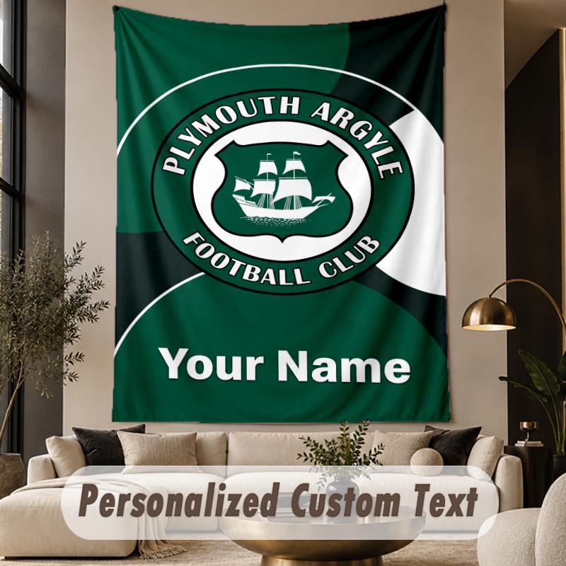 Custom Text Tapestry Plymouth Argyle FC Print Wall Tapestry Indoor Living Room Wall Decor