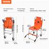 VEVOR EMS Stair Chair, 159 kg Load Capacity, Foldable Aluminum Emergency Stair Climbing Wheelchair with 2 Wheels