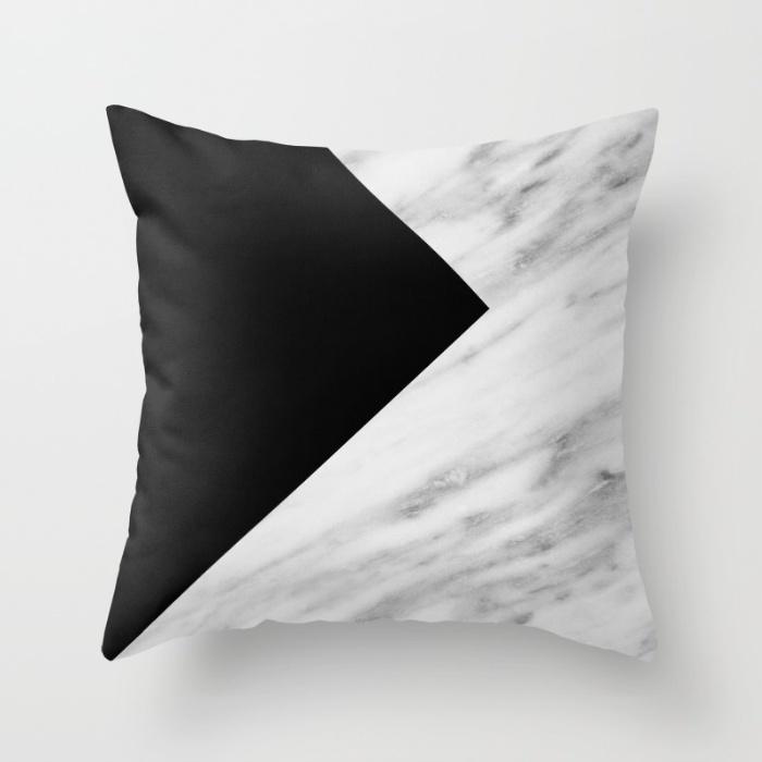 Nordic Style Black White Geometric Pillow Office Sofa Living Room Bed Headrest Car Sleeping Pillowcase Customizable Pp Cotton