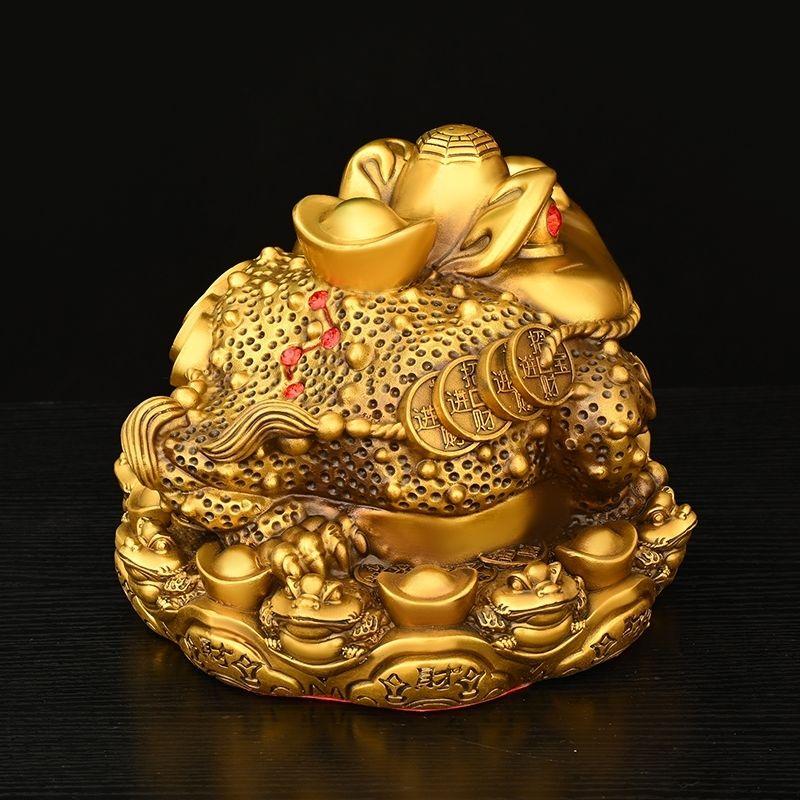 Привлечение богатства Zhaocai Медно-золотая жаба Украшение в виде трехногой жабы Офисное украшение Гостиная Винный шкаф Ремесло Открытие Подарок