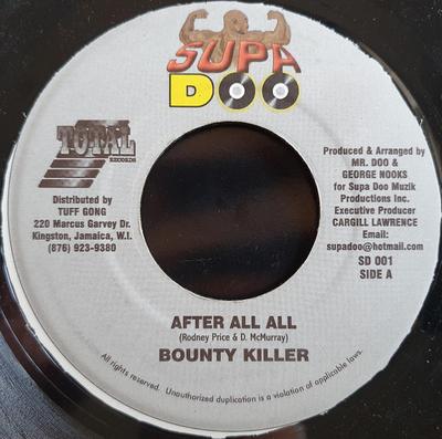 7-дюймовая пластинка BOUNTY KILLER / LISA MORE - After All All / Some Gal SD001 Supa Doo 2002 Ямайка Регги, Ска и Даб Б/у
