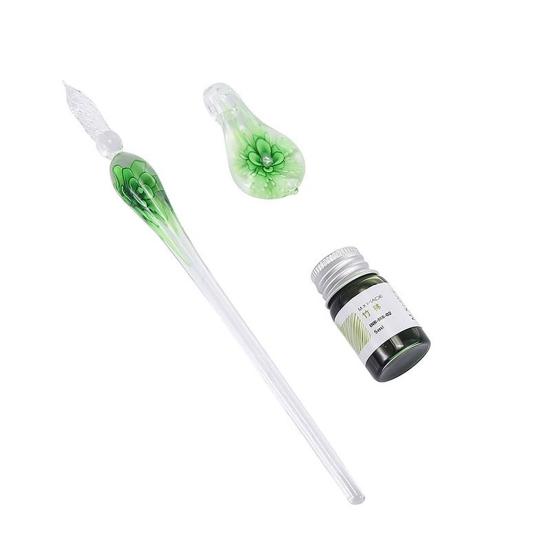 1 набор прозрачная перьевая ручка для макания со стеклянной ручкой для письма с цветком внутри, перьевая ручка для макания с искусственным кристаллом, подарок для студента