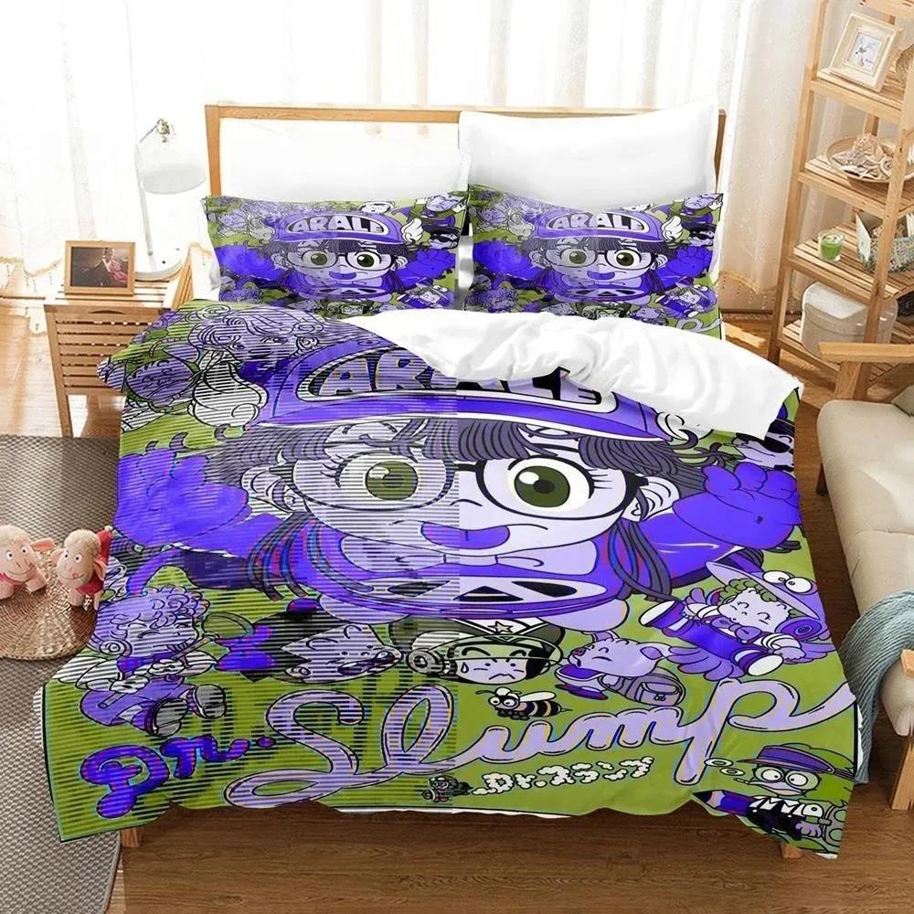 3D Cartoons Bed Sheet Set Kawaii Arale Bedding Set Single Twin Full Queen King Size Bed Set Adult Kid Bedroom Duvet Cover Sets