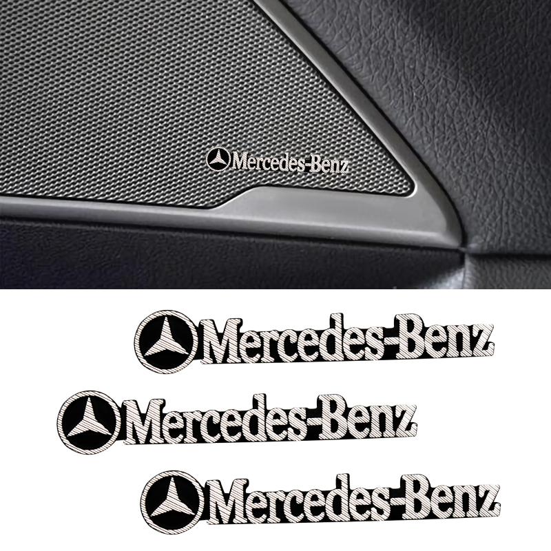 AAVN1 3D Aluminum Car Audio Speaker Decorate Badge Sticker Accessories For Mercedes Benz AMG A B C S Class CLA GLB W108 W124 W126 W140