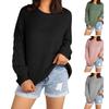 Women's Loose Casual Solid Color Sweater Long Sleeves Round Neck Pullover Sweater
