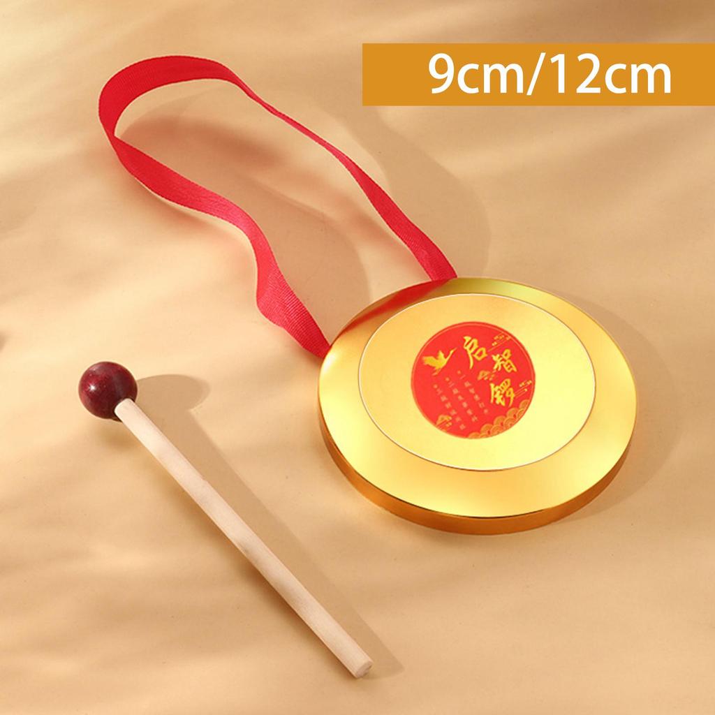 Kids Small Gong Traditional Chinese Percussion Instrument With Mallet Portable Brass Hand Gong For Holiday Celebration Office