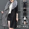 Winter 2019 New Women's Leather Jacket for Plus Velvet Warm Slim Big Fur Collar Long Leather Coat Female Outerwear XS-4XL