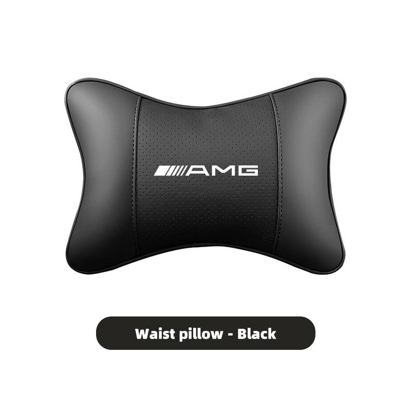 IXEA6 Car Seat Leather Headrest Lumbar Support Cushion Tire Valve Cap For Mercedes Benz AMG E S C A B Class GLE GLS CLA CLE GLC CLS