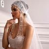 Винтажная Кружевная Свадебная Фата с Капюшоном, Длинная Бахрома с Жемчужными Кисточками, Короткая Тюлевая Свадебная Фата для Невесты, Скрытая Свадьба, Студийная Фотосессия