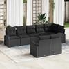 VidaXL 8-Piece Garden Sofa Set with Cushions Black Poly Rattan 3346093