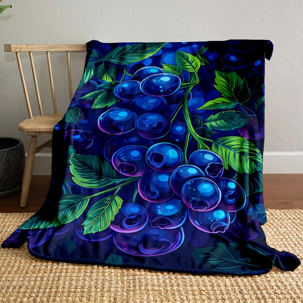 Vibrant Blueberries on Vine print blanket soft and cozy perfect for the living room bed sofa or a nap,gift