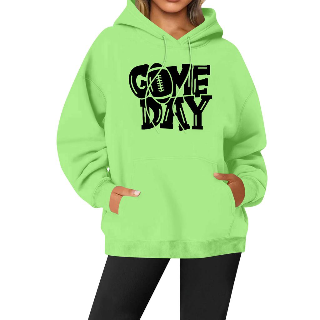 Женская повседневная модная однотонная толстовка с капюшоном и принтом регби с длинными рукавами