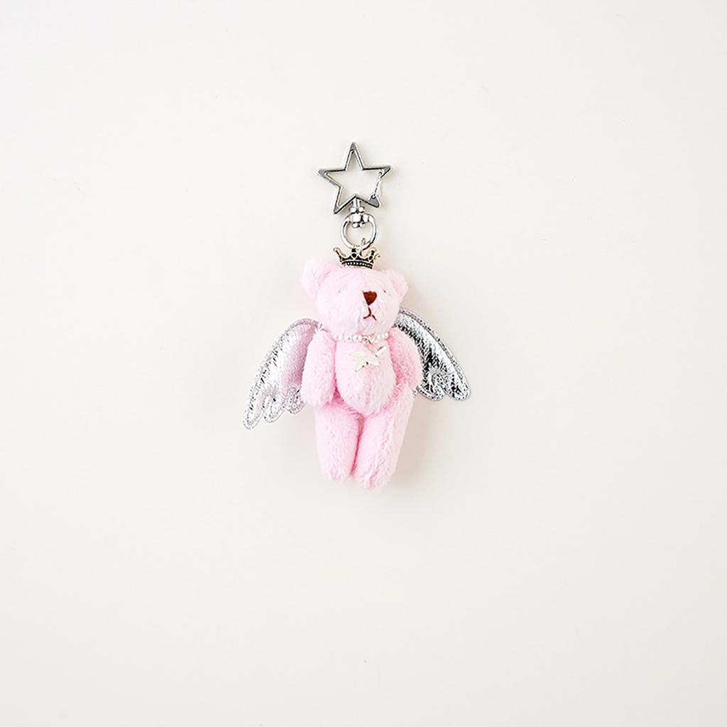 Angel Bear Keychain Cute Stuffed Animals Keyring Hanging Ornament Backpack Handbag Charm Pendant Gift for Girls Women